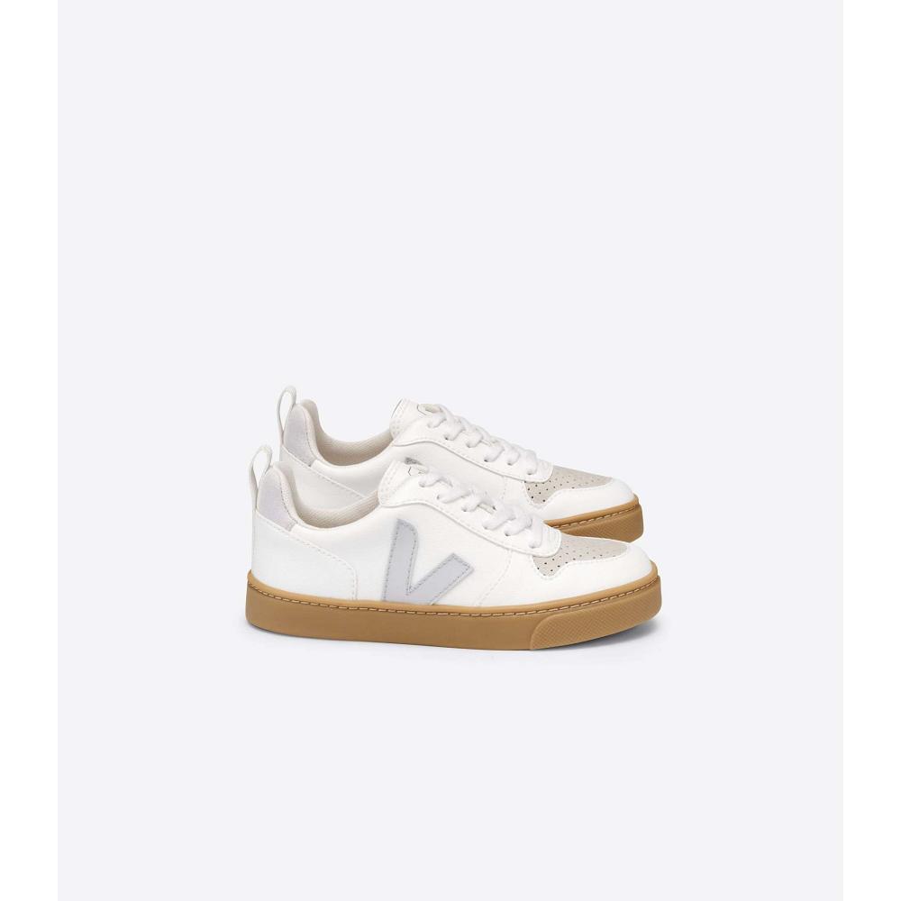 Veja V-10 LACE CWL Sneakers Kinderen White/Beige | NL 851ZUT